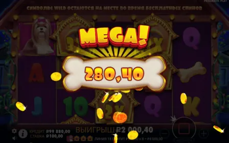 Крупный выигрыш в бонусном раунде The Dog House